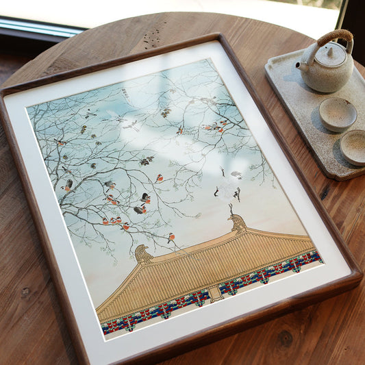 庭前春早 | 新中式装饰画花鸟画寓意好玄关客厅大幅挂画