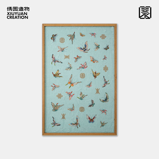 百蝶图挂画东方美学挂毯画文人新中式复古入户壁画装饰画