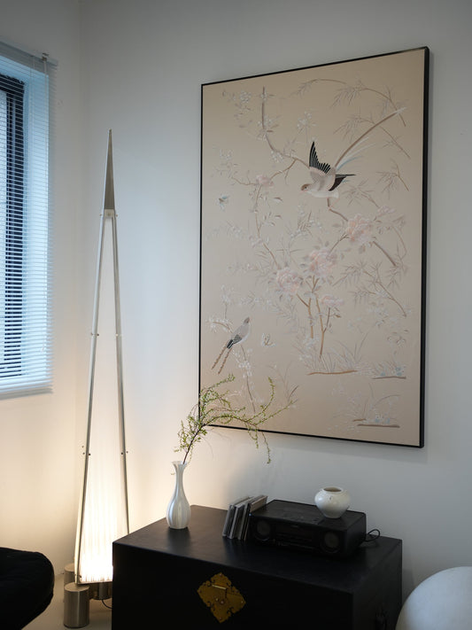 绣园造物｜中古风新中式粤绣刺绣竹子花鸟装饰画挂画